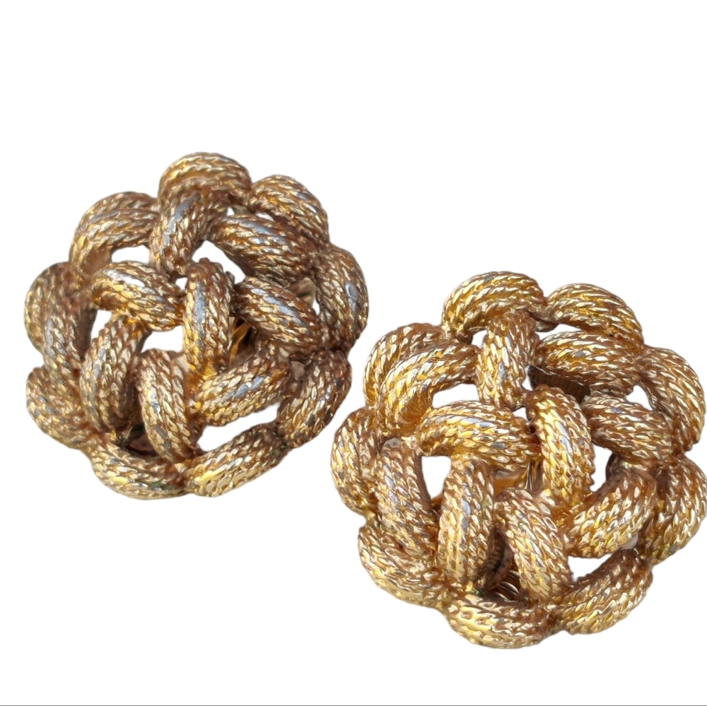Vintage Monet braided interlaced earrings